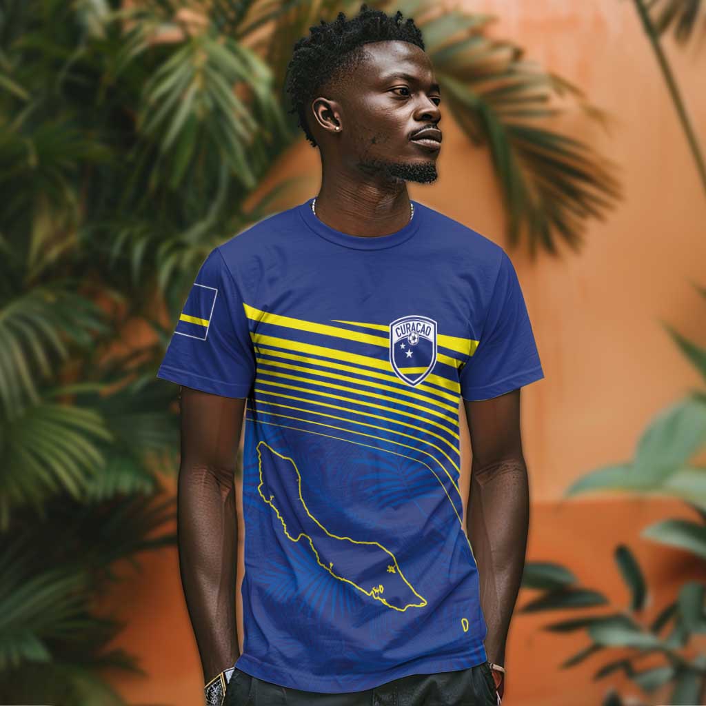 Afro-Curacao Football Custom T shirt Korsou Blue Wave - Making History LT7