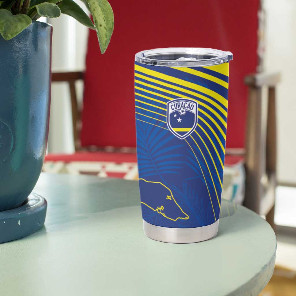 Afro-Curacao Football Custom Tumbler Cup Korsou Blue Wave - Making History - African Pride