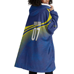 Afro-Curacao Football Custom Wearable Blanket Hoodie Korsou Blue Wave - Making History - African Pride