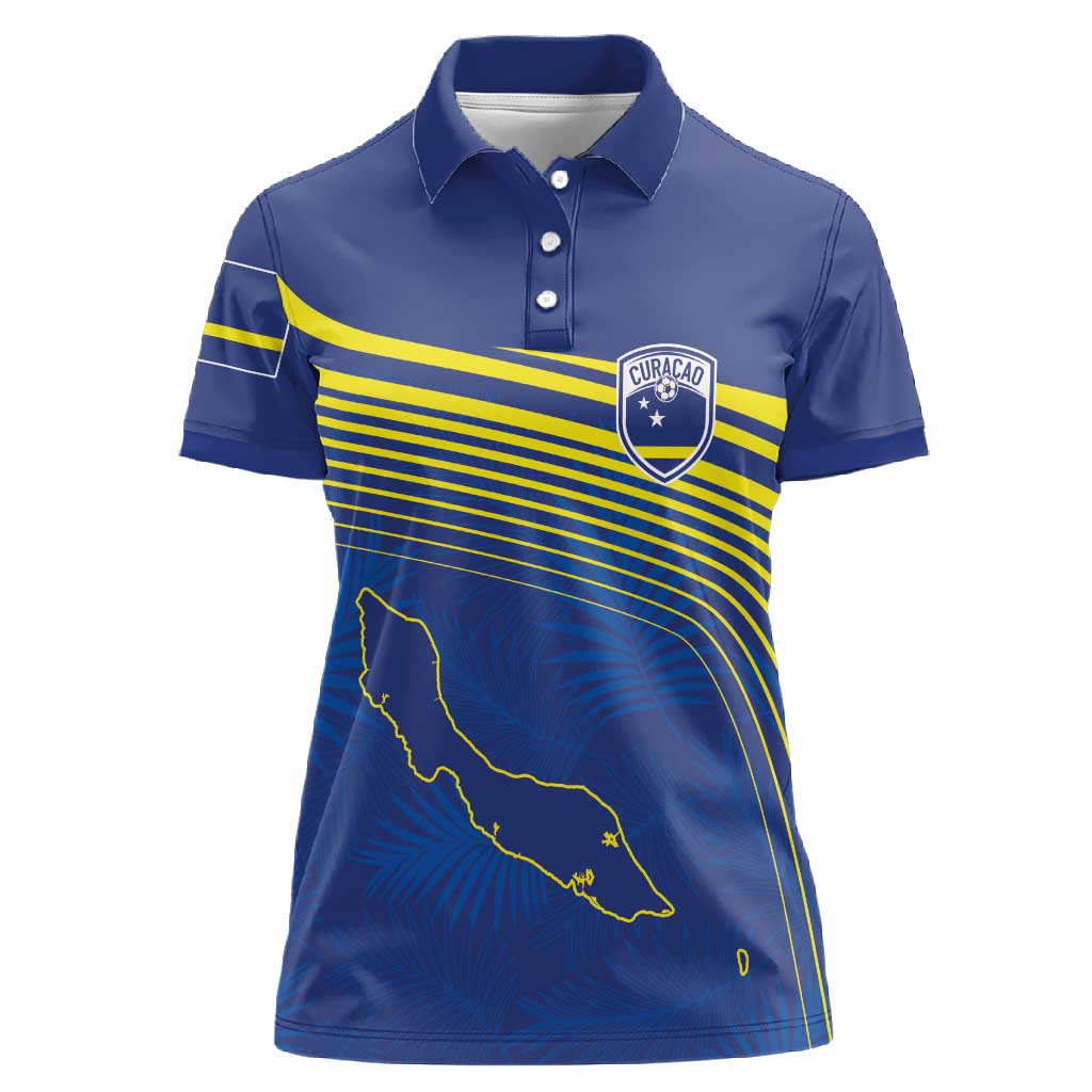 Afro-Curacao Football Custom Women Polo Shirt Korsou Blue Wave - Making History LT7