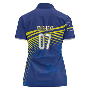 Afro-Curacao Football Custom Women Polo Shirt Korsou Blue Wave - Making History LT7