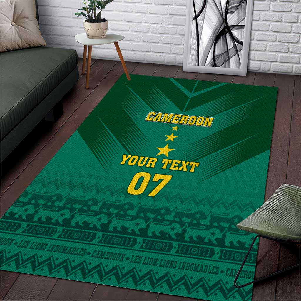 Custom Cameroon Football Area Rug Nations Cup 2024 Les Lions Indomptables