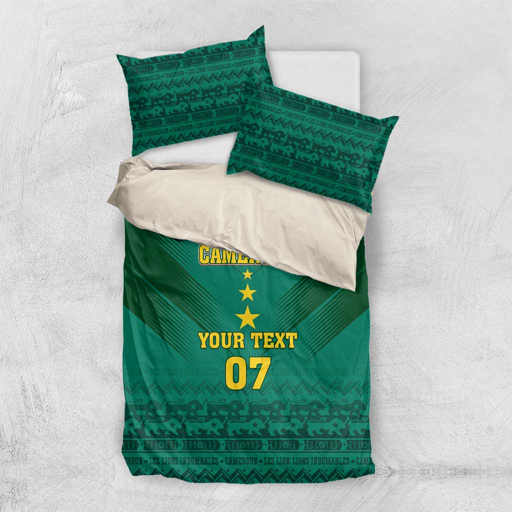 Custom Cameroon Football Bedding Set Nations Cup 2024 Les Lions Indomptables