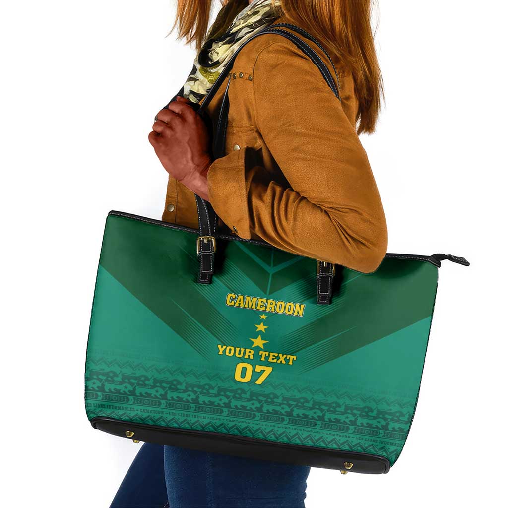 Custom Cameroon Football Leather Tote Bag Nations Cup 2024 Les Lions Indomptables