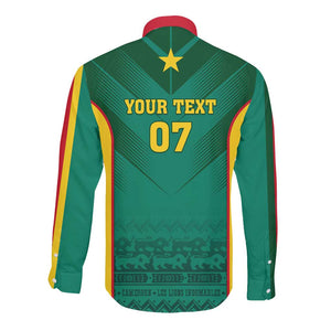 Custom Cameroon Football Long Sleeve Button Shirt Nations Cup 2024 Les Lions Indomptables