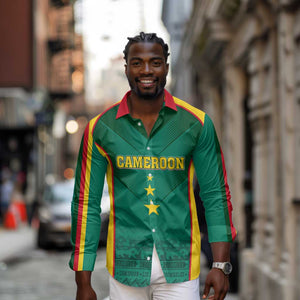 Custom Cameroon Football Long Sleeve Button Shirt Nations Cup 2024 Les Lions Indomptables