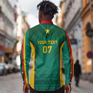 Custom Cameroon Football Long Sleeve Button Shirt Nations Cup 2024 Les Lions Indomptables