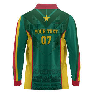 Custom Cameroon Football Long Sleeve Polo Shirt Nations Cup 2024 Les Lions Indomptables