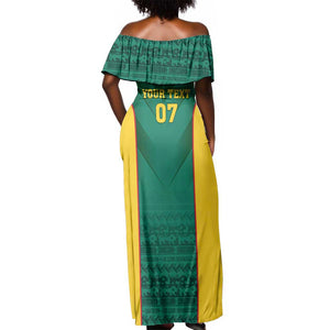 Custom Cameroon Football Off Shoulder Maxi Dress Nations Cup 2024 Les Lions Indomptables