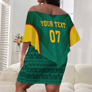 Custom Cameroon Football Off Shoulder Short Dress Nations Cup 2024 Les Lions Indomptables LT7