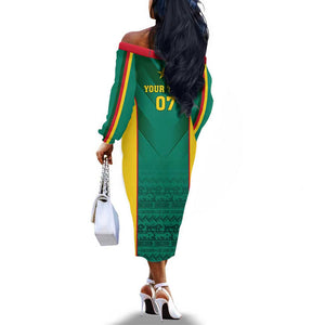 Custom Cameroon Football Off The Shoulder Long Sleeve Dress Nations Cup 2024 Les Lions Indomptables