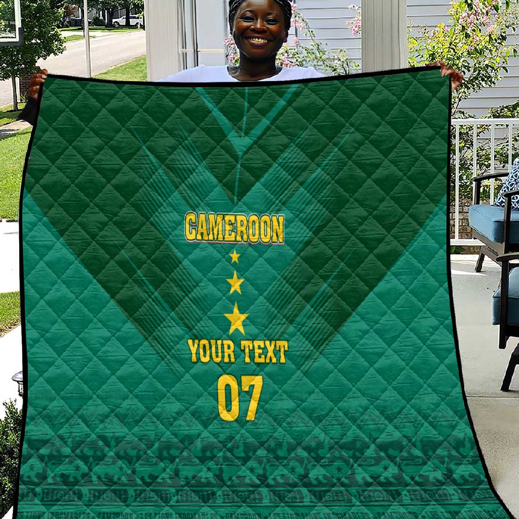 Custom Cameroon Football Quilt Nations Cup 2024 Les Lions Indomptables