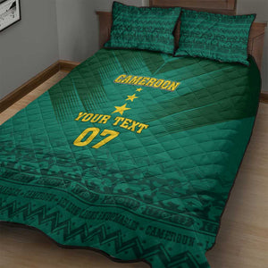 Custom Cameroon Football Quilt Bed Set Nations Cup 2024 Les Lions Indomptables