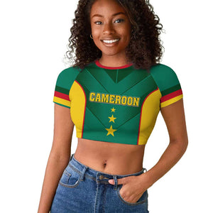 Custom Cameroon Football Raglan Cropped T shirt Nations Cup 2024 Les Lions Indomptables