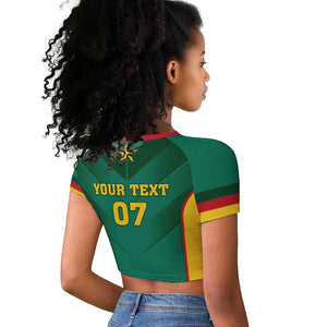 Custom Cameroon Football Raglan Cropped T shirt Nations Cup 2024 Les Lions Indomptables