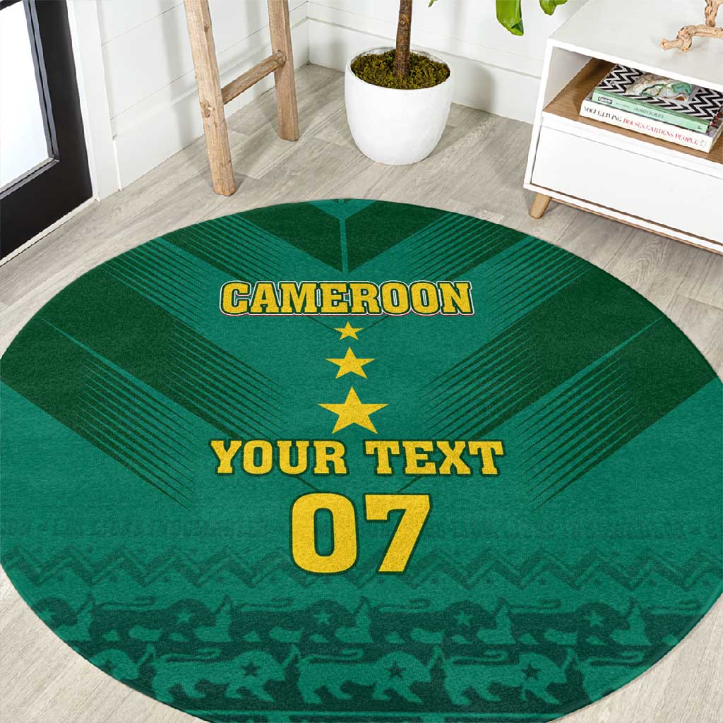 Custom Cameroon Football Round Carpet Nations Cup 2024 Les Lions Indomptables