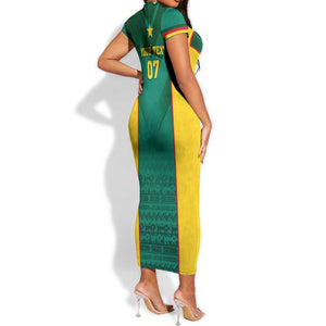 Custom Cameroon Football Short Sleeve Bodycon Dress Nations Cup 2024 Les Lions Indomptables