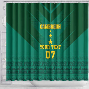 Custom Cameroon Football Shower Curtain Nations Cup 2024 Les Lions Indomptables