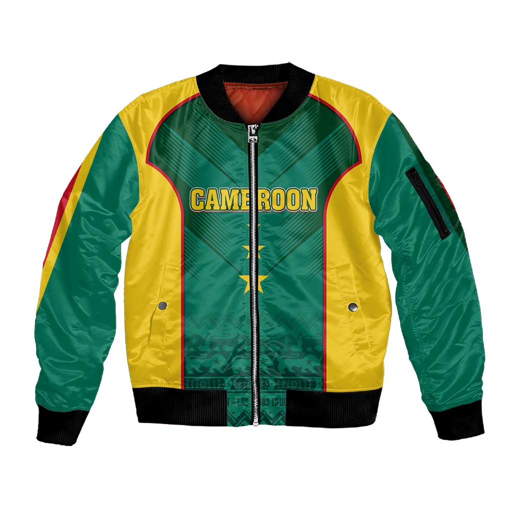 Custom Cameroon Football Sleeve Zip Bomber Jacket Nations Cup 2024 Les Lions Indomptables