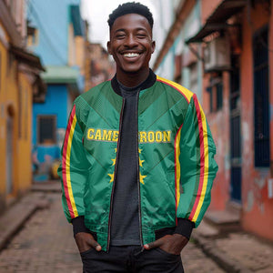 Custom Cameroon Football Sleeve Zip Bomber Jacket Nations Cup 2024 Les Lions Indomptables