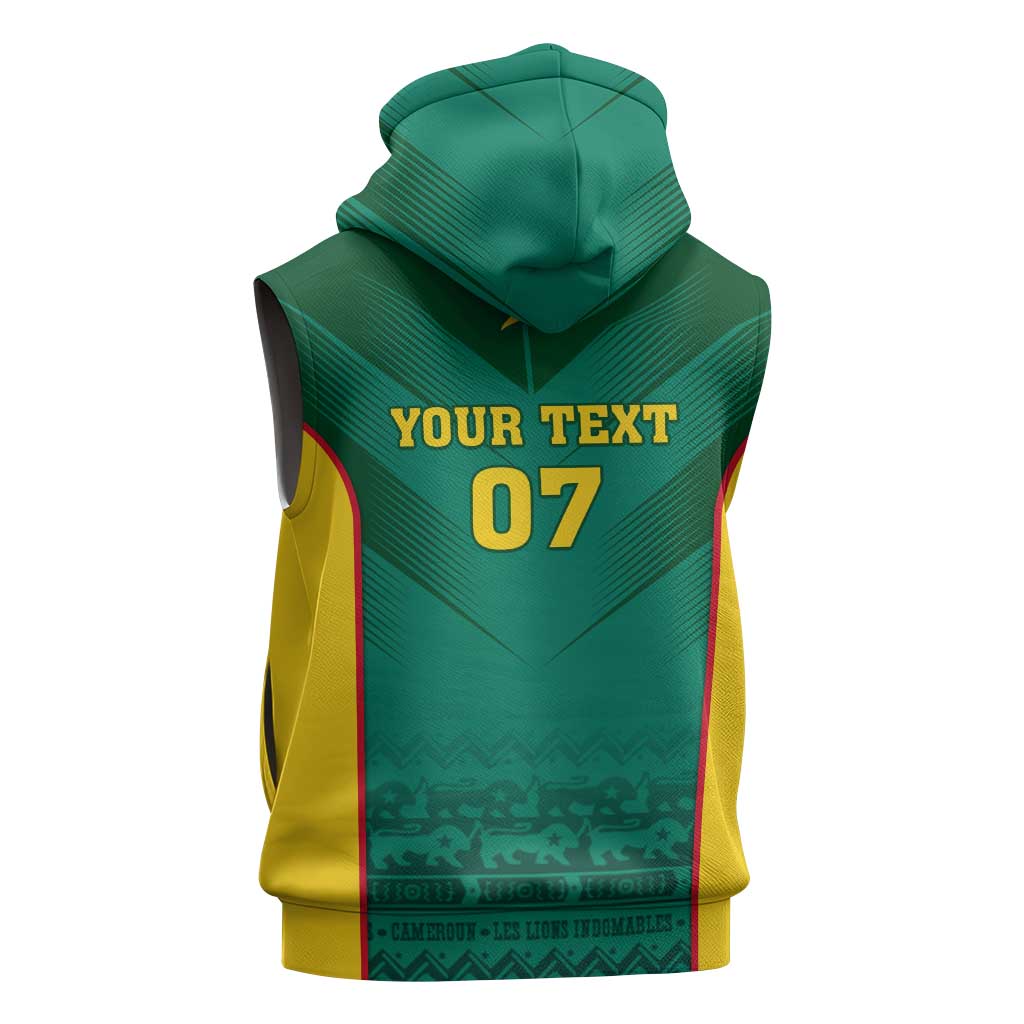 Custom Cameroon Football Sleeveless Hoodie Nations Cup 2024 Les Lions Indomptables - African Pride