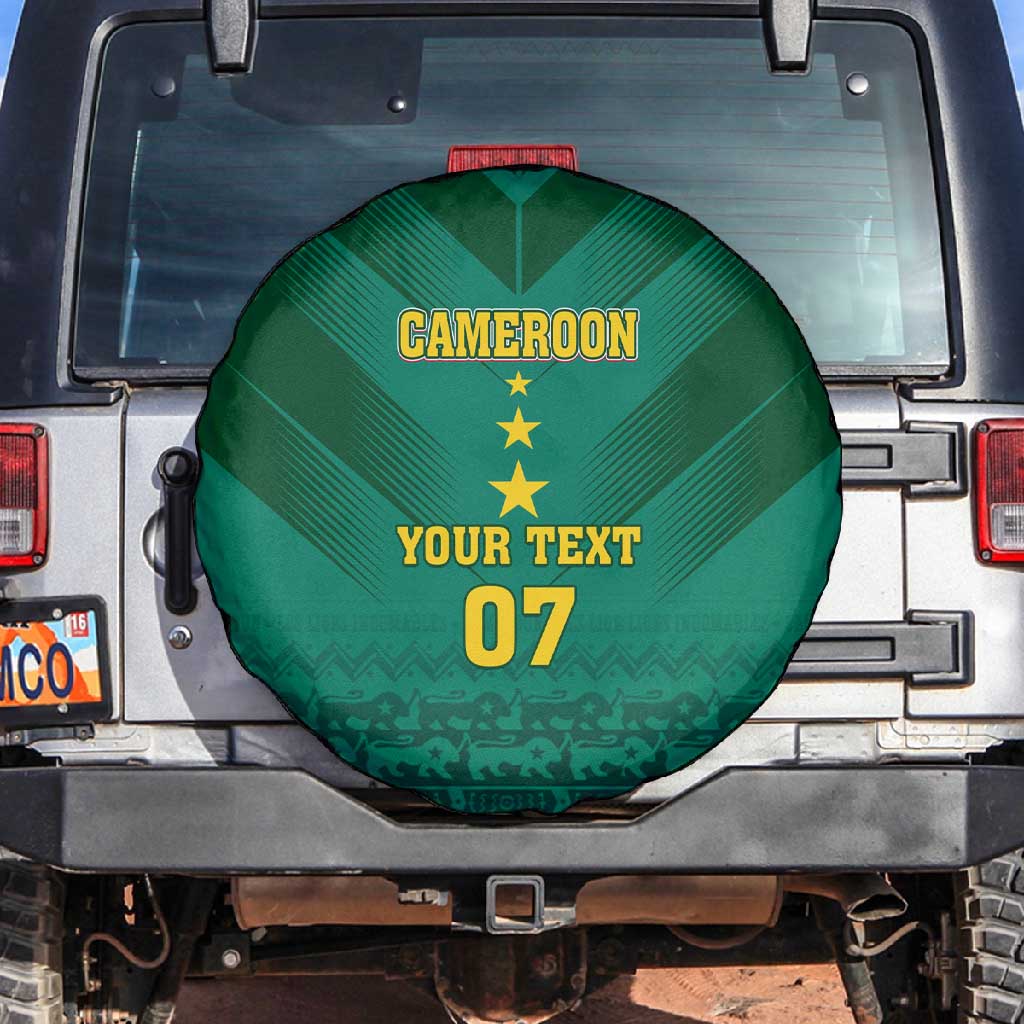 Custom Cameroon Football Spare Tire Cover Nations Cup 2024 Les Lions Indomptables