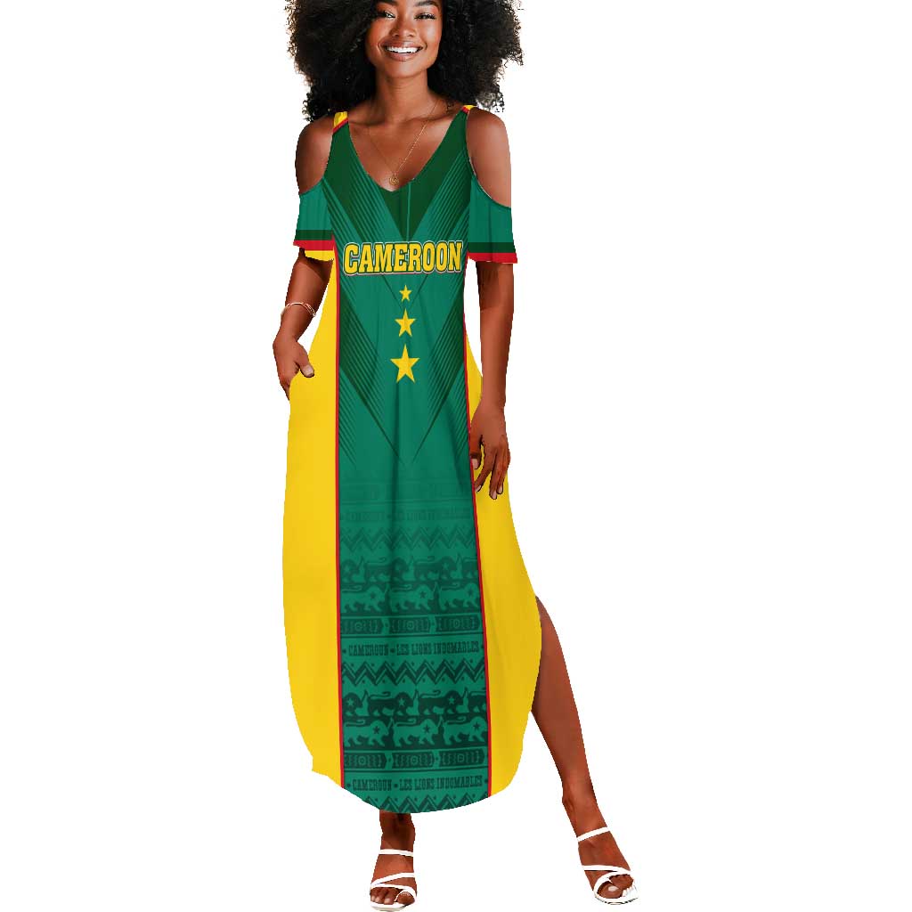 Custom Cameroon Football Summer Maxi Dress Nations Cup 2024 Les Lions Indomptables