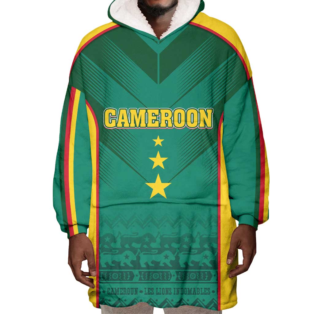 Custom Cameroon Football Wearable Blanket Hoodie Nations Cup 2024 Les Lions Indomptables