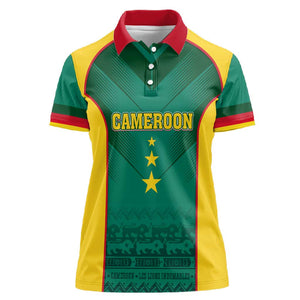 Custom Cameroon Football Women Polo Shirt Nations Cup 2024 Les Lions Indomptables