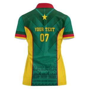 Custom Cameroon Football Women Polo Shirt Nations Cup 2024 Les Lions Indomptables