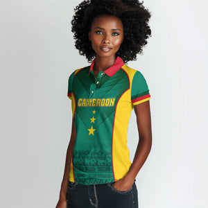 Custom Cameroon Football Women Polo Shirt Nations Cup 2024 Les Lions Indomptables