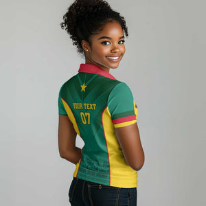 Custom Cameroon Football Women Polo Shirt Nations Cup 2024 Les Lions Indomptables