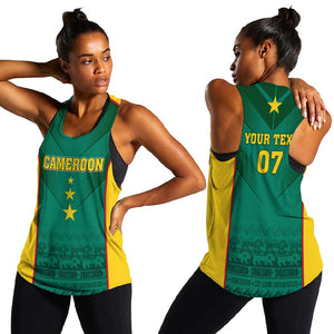 Custom Cameroon Football Women Racerback Tank Nations Cup 2024 Les Lions Indomptables