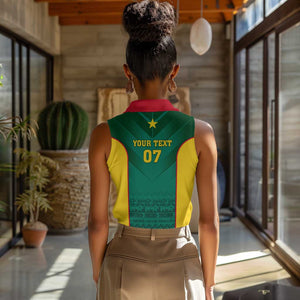 Custom Cameroon Football Women Sleeveless Polo Shirt Nations Cup 2024 Les Lions Indomptables