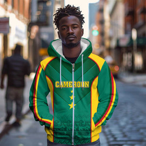 Custom Cameroon Football Zip Hoodie Nations Cup 2024 Les Lions Indomptables