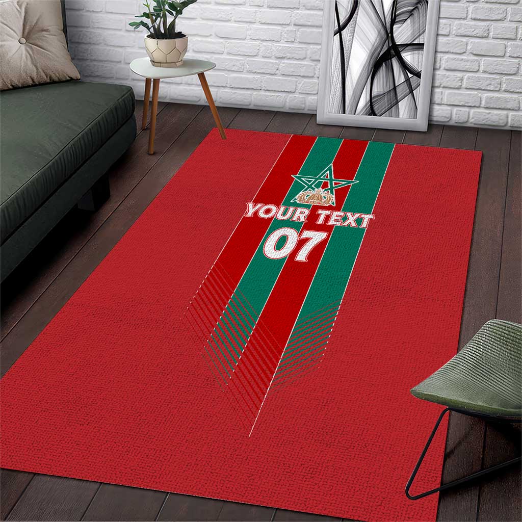 Custom Morocco Football Area Rug Nations Cup 2024 Atlas Lions