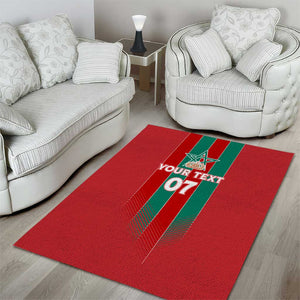 Custom Morocco Football Area Rug Nations Cup 2024 Atlas Lions