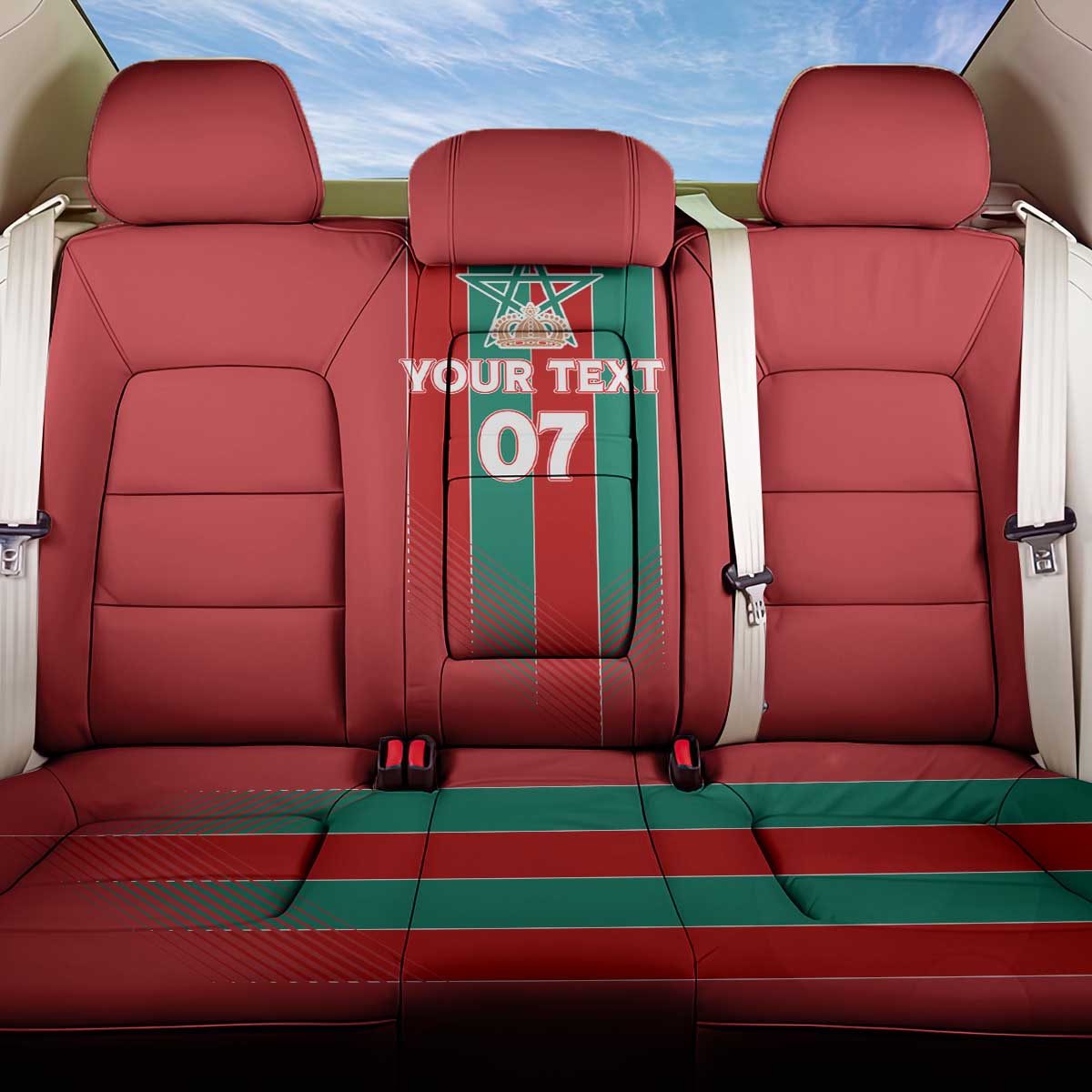 Custom Morocco Football Back Car Seat Cover Nations Cup 2024 Atlas Lions