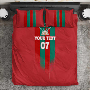 Custom Morocco Football Bedding Set Nations Cup 2024 Atlas Lions