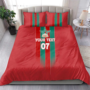 Custom Morocco Football Bedding Set Nations Cup 2024 Atlas Lions