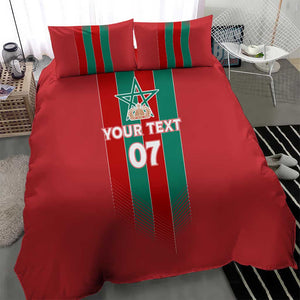 Custom Morocco Football Bedding Set Nations Cup 2024 Atlas Lions