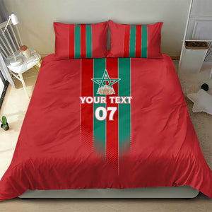 Custom Morocco Football Bedding Set Nations Cup 2024 Atlas Lions