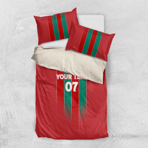 Custom Morocco Football Bedding Set Nations Cup 2024 Atlas Lions