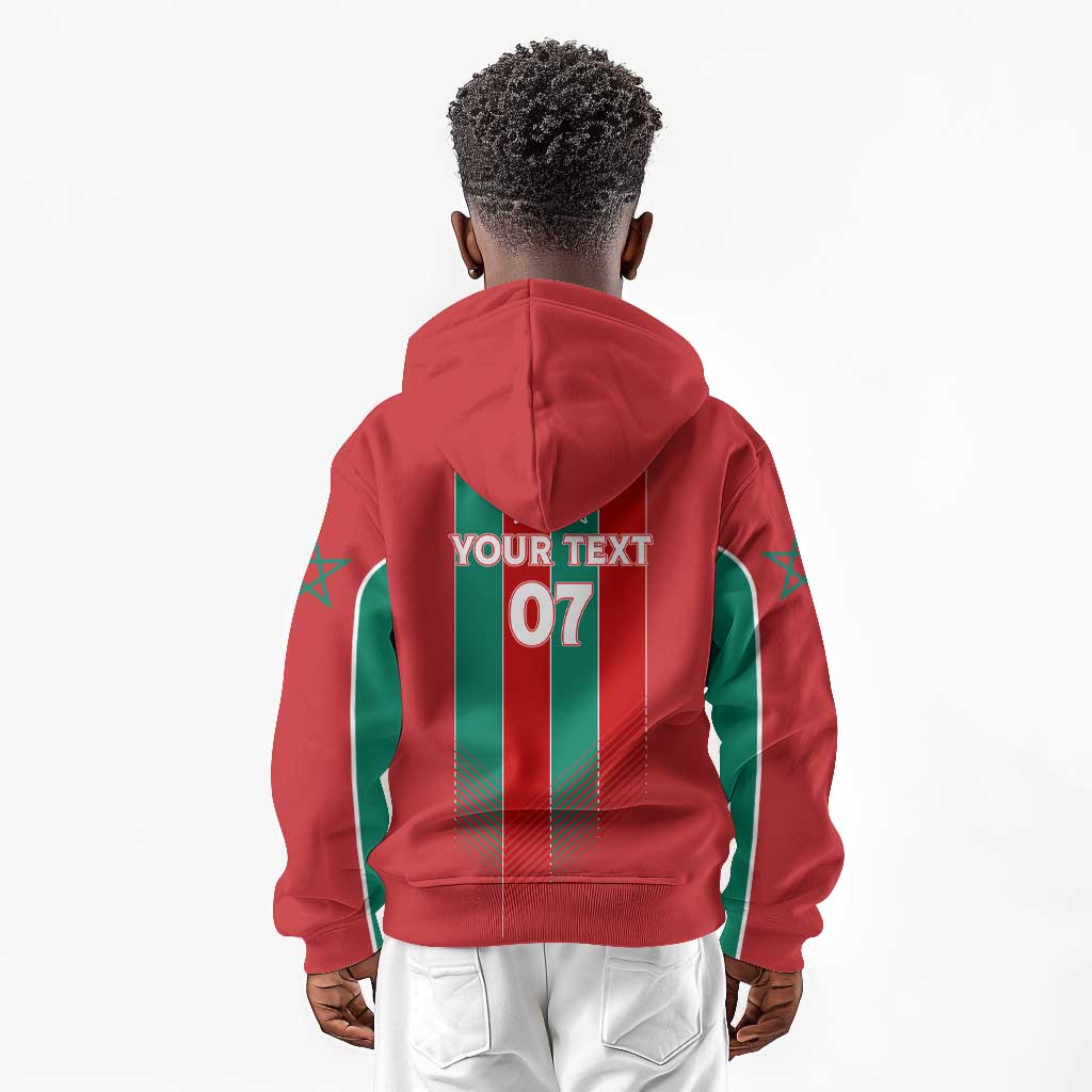 Custom Morocco Football Kid Hoodie Nations Cup 2024 Atlas Lions