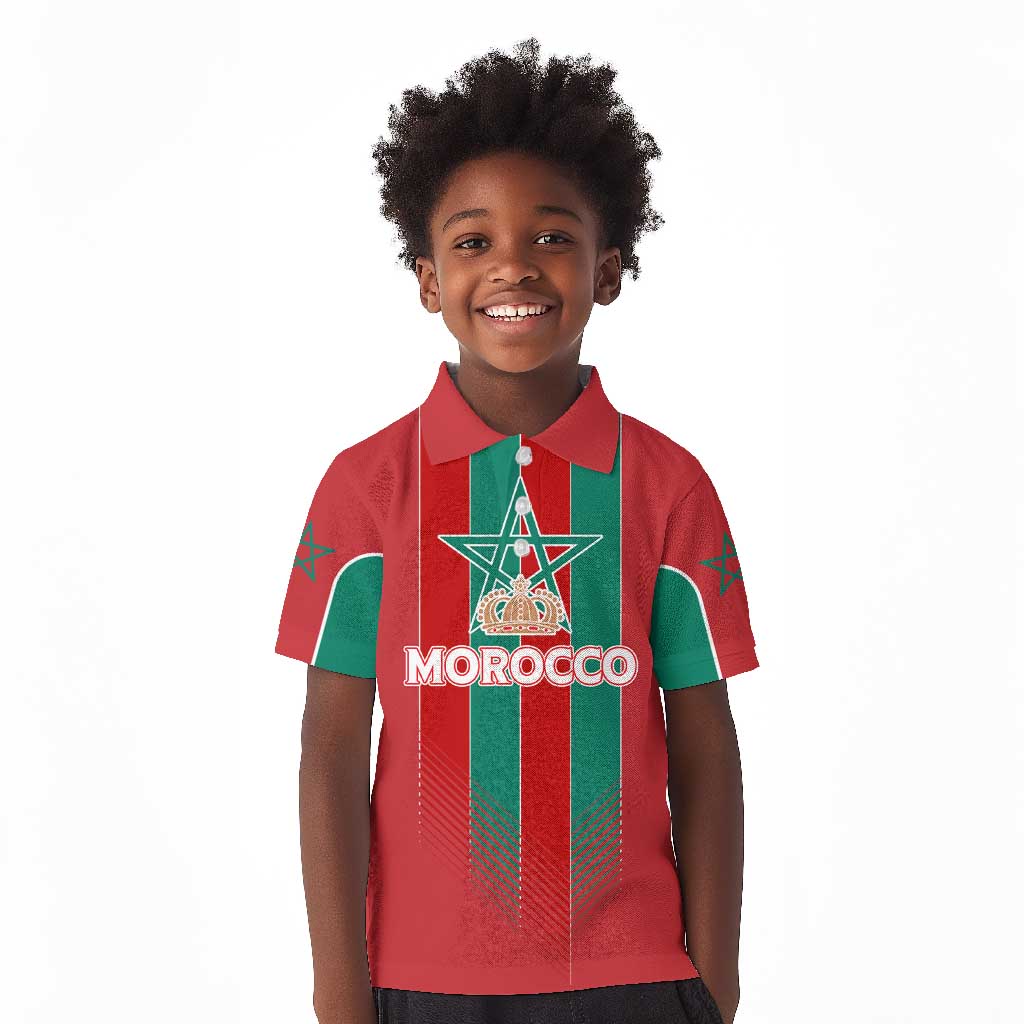 Custom Morocco Football Kid Polo Shirt Nations Cup 2024 Atlas Lions