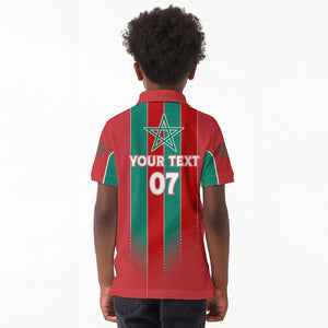 Custom Morocco Football Kid Polo Shirt Nations Cup 2024 Atlas Lions