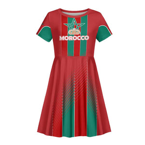 Custom Morocco Football Kid Short Sleeve Dress Nations Cup 2024 Atlas Lions