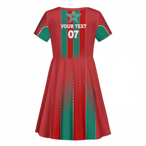 Custom Morocco Football Kid Short Sleeve Dress Nations Cup 2024 Atlas Lions