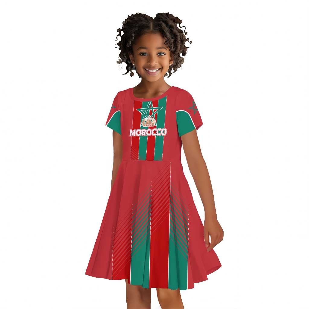 Custom Morocco Football Kid Short Sleeve Dress Nations Cup 2024 Atlas Lions