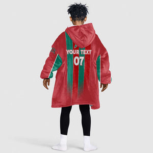 Custom Morocco Football KId Wearable Blanket Hoodie Nations Cup 2024 Atlas Lions